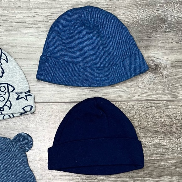 Gerber Infant Hats Organic Cotton 0-6 Months | NB Rocket Ship Hat Baby Bear Hat - Picture 8 of 13